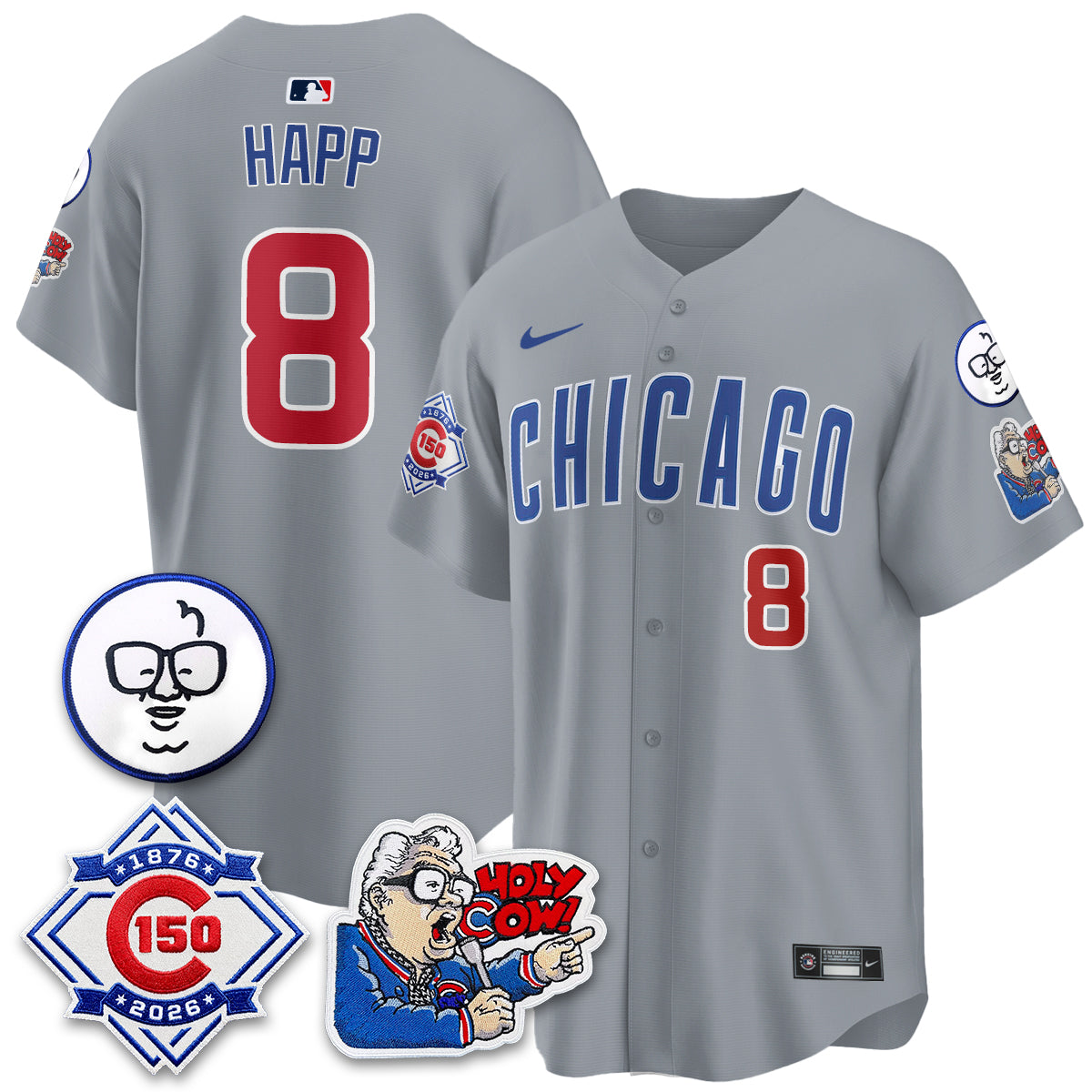 CHC 150th Anniversary Harry Caray Holy Cow Limited Blue Jersey - Stitched V2