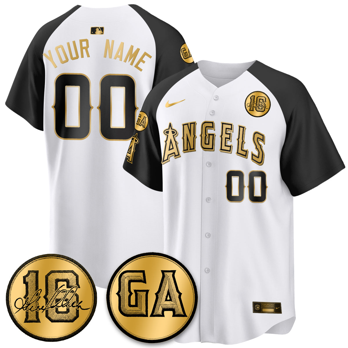 LAA Garret Anderson Tribute Patch Vapor Custom Jersey - All Stitched V2
