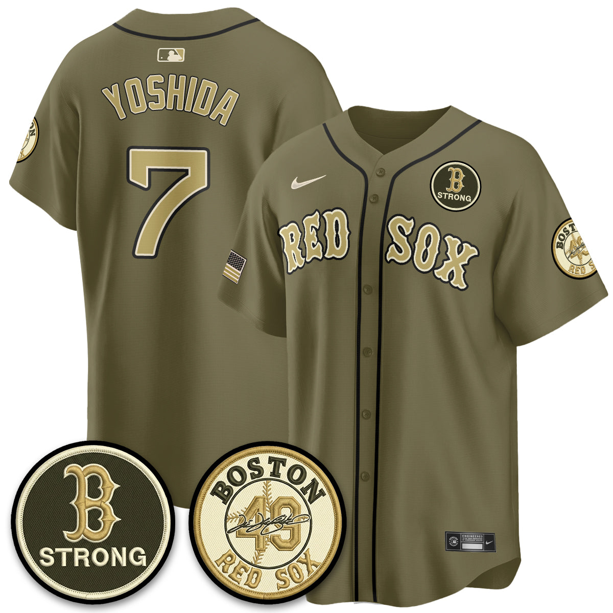 BOS New Era Olive 2026 Armed Forces Day Jersey - Stitched