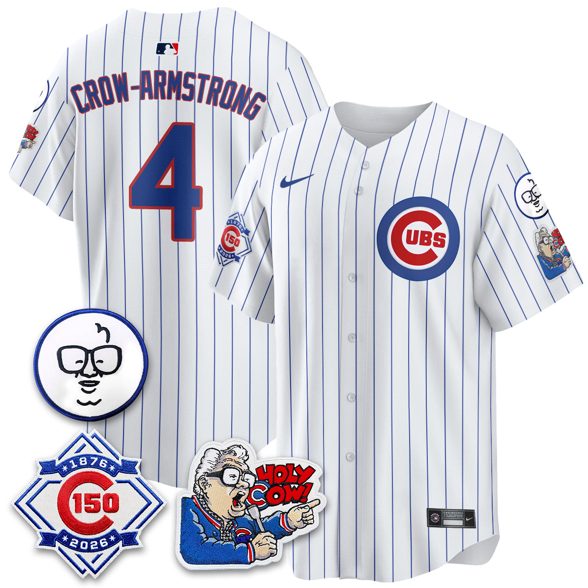 CHC 150th Anniversary Harry Caray Holy Cow Limited Blue Jersey - Stitched V2