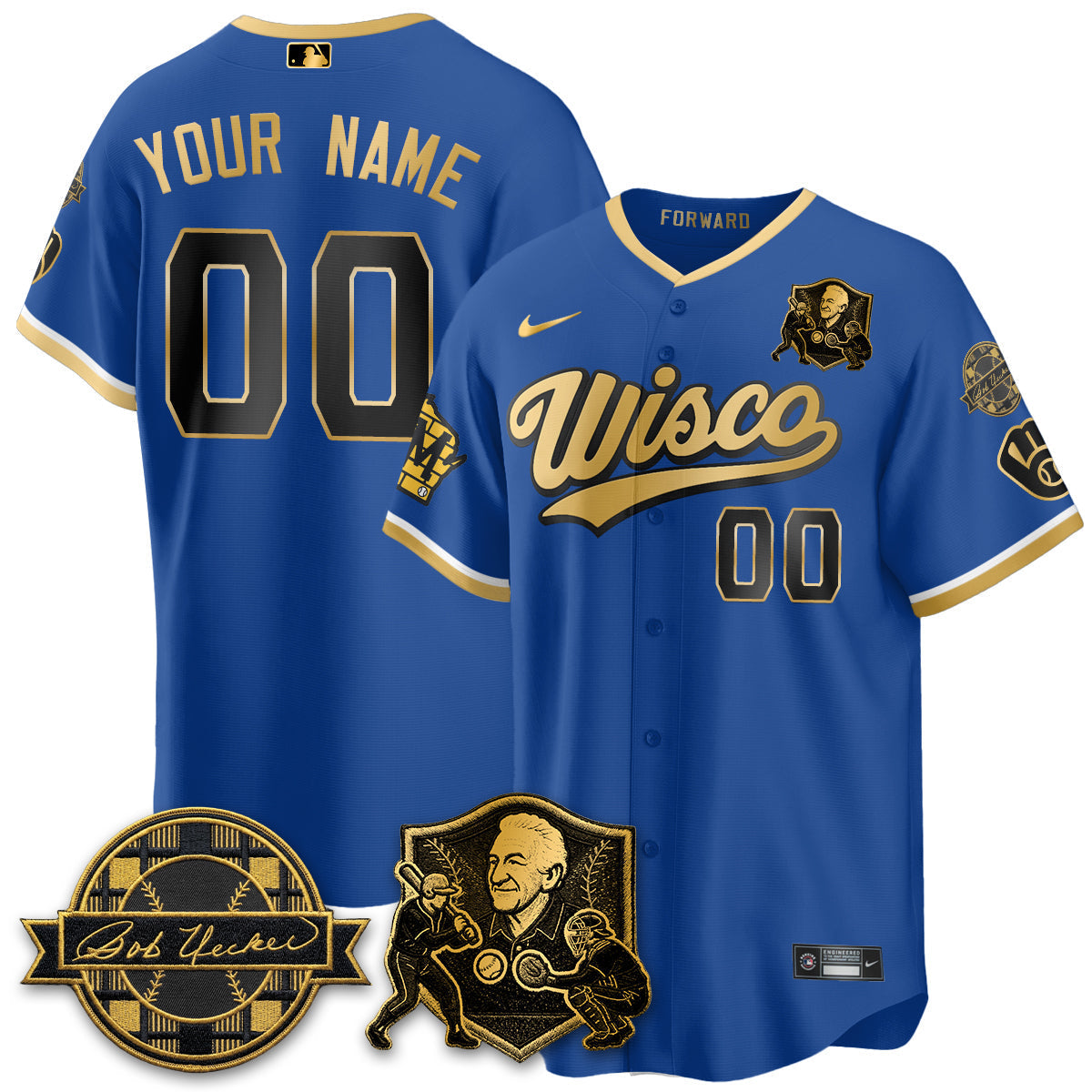MIL Bob Uecker - 54 SSs for Brewers' Vapor Custom Limited City Connect Jersey - Stitched