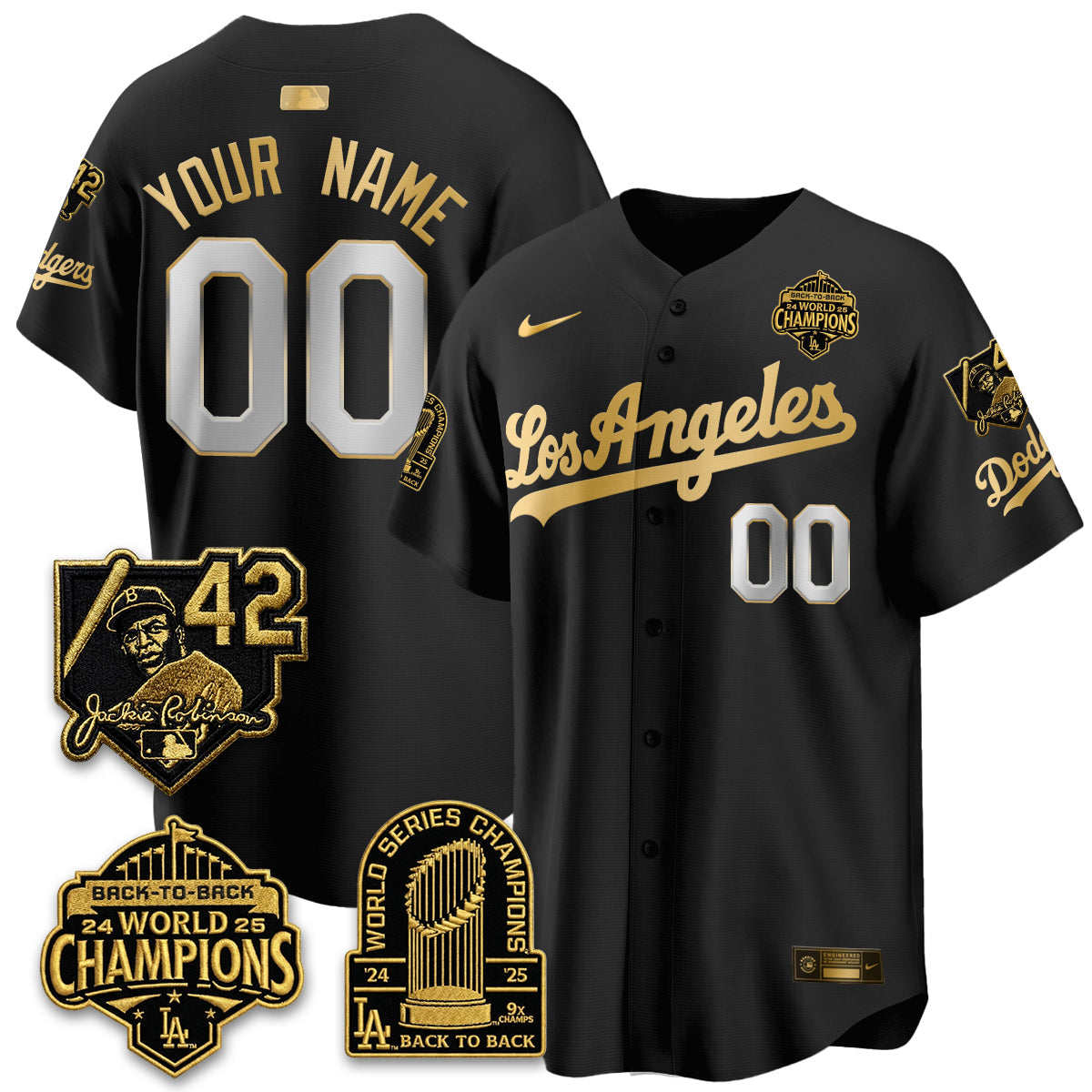 LAD 2026 New Era Gold Collection Vapor Custom Limited Jersey - B2B Champs - All Stitched