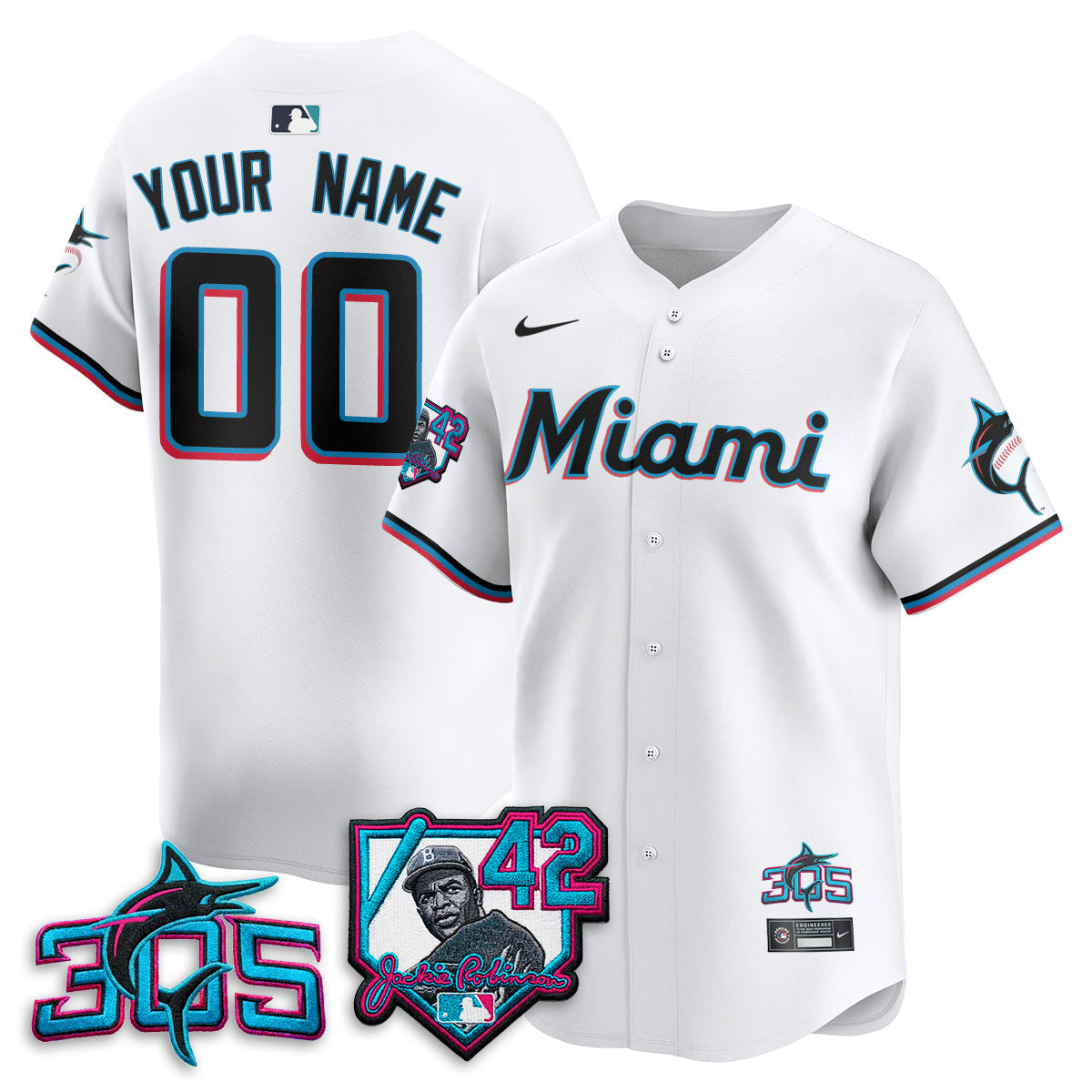 MIA 2026 Jackie Robinson New Era Vapor Custom Limited Jersey - All Stitched