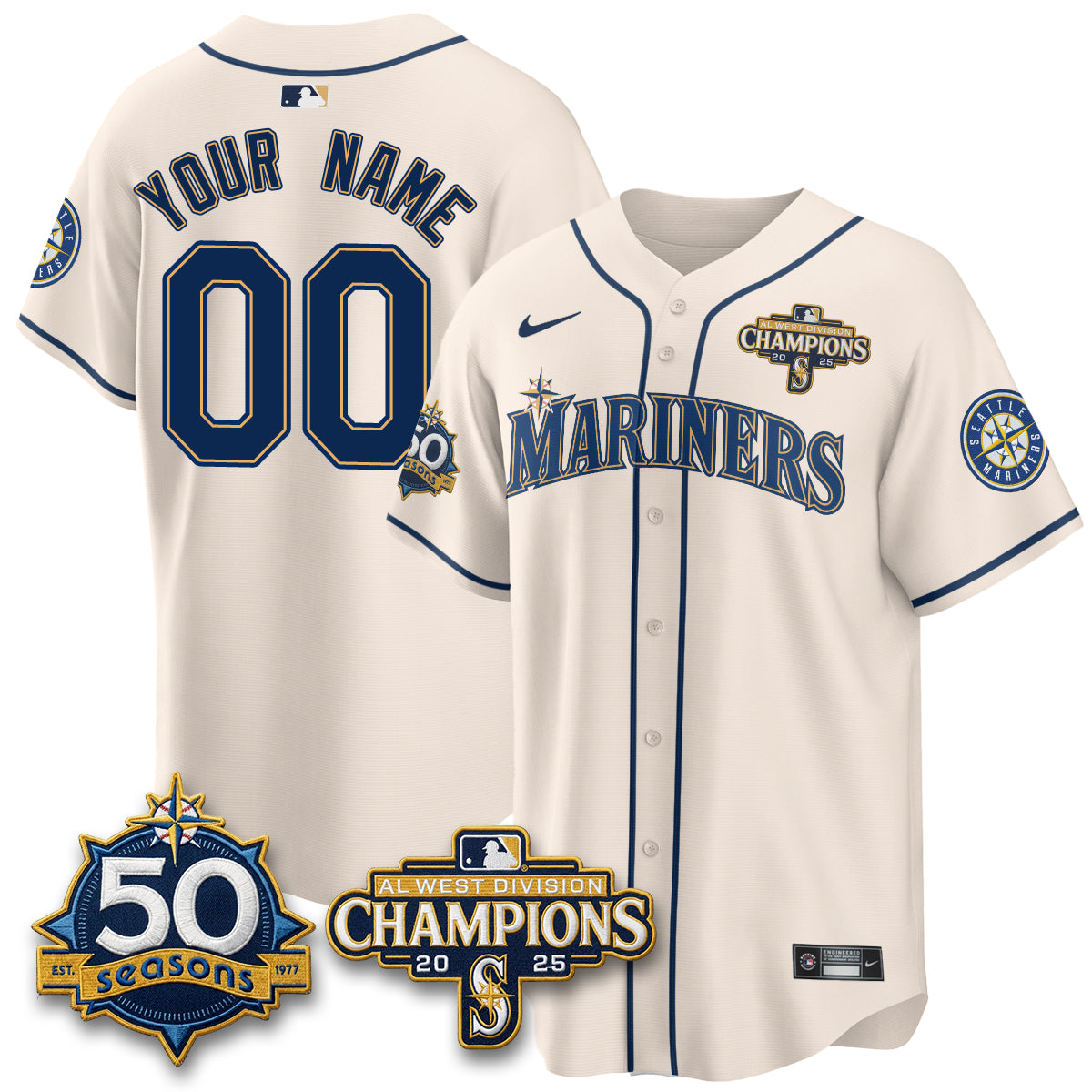 SEA Vapor Premier Custom Limited Jersey - 50th Anniversary & AL West Division Champions - Steelheads Community Funds - All Stitched
