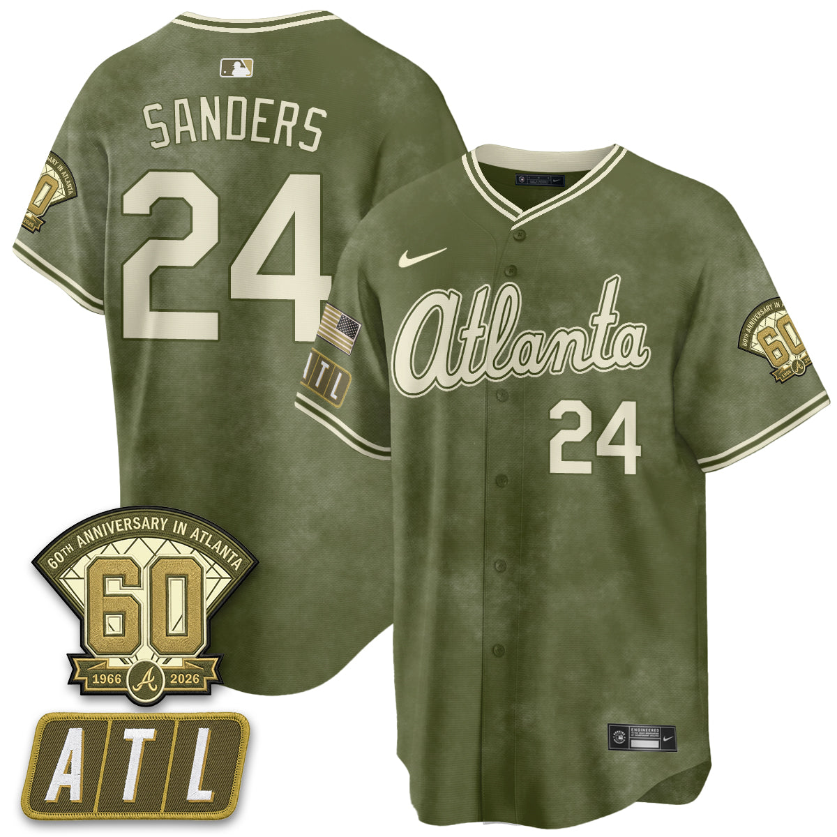 ATL New Era Olive 2026 Armed Forces Day Vapor Limited Jersey - Stitched