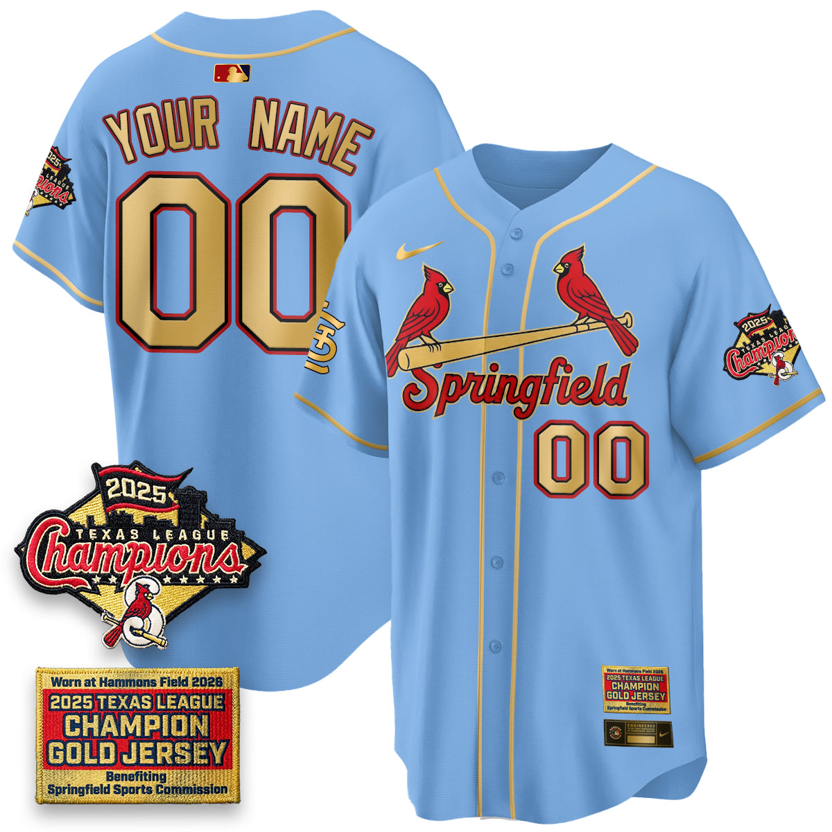 STL Springfield's Championship Gold Limited Custom Jerseys - All Stitched