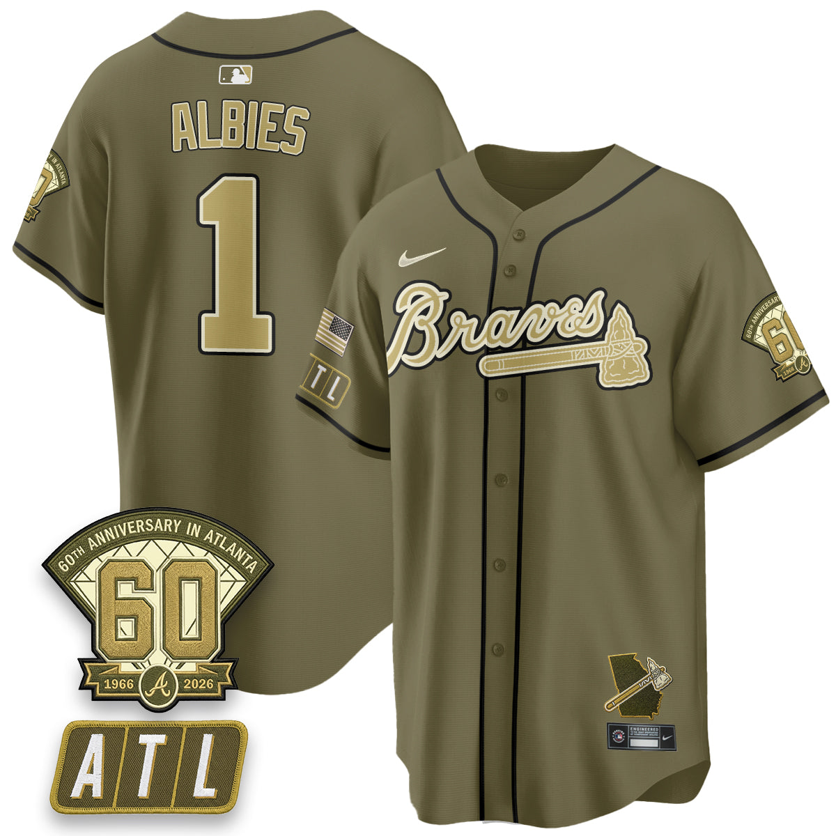 ATL New Era Olive 2026 Armed Forces Day Vapor Limited Jersey - Stitched