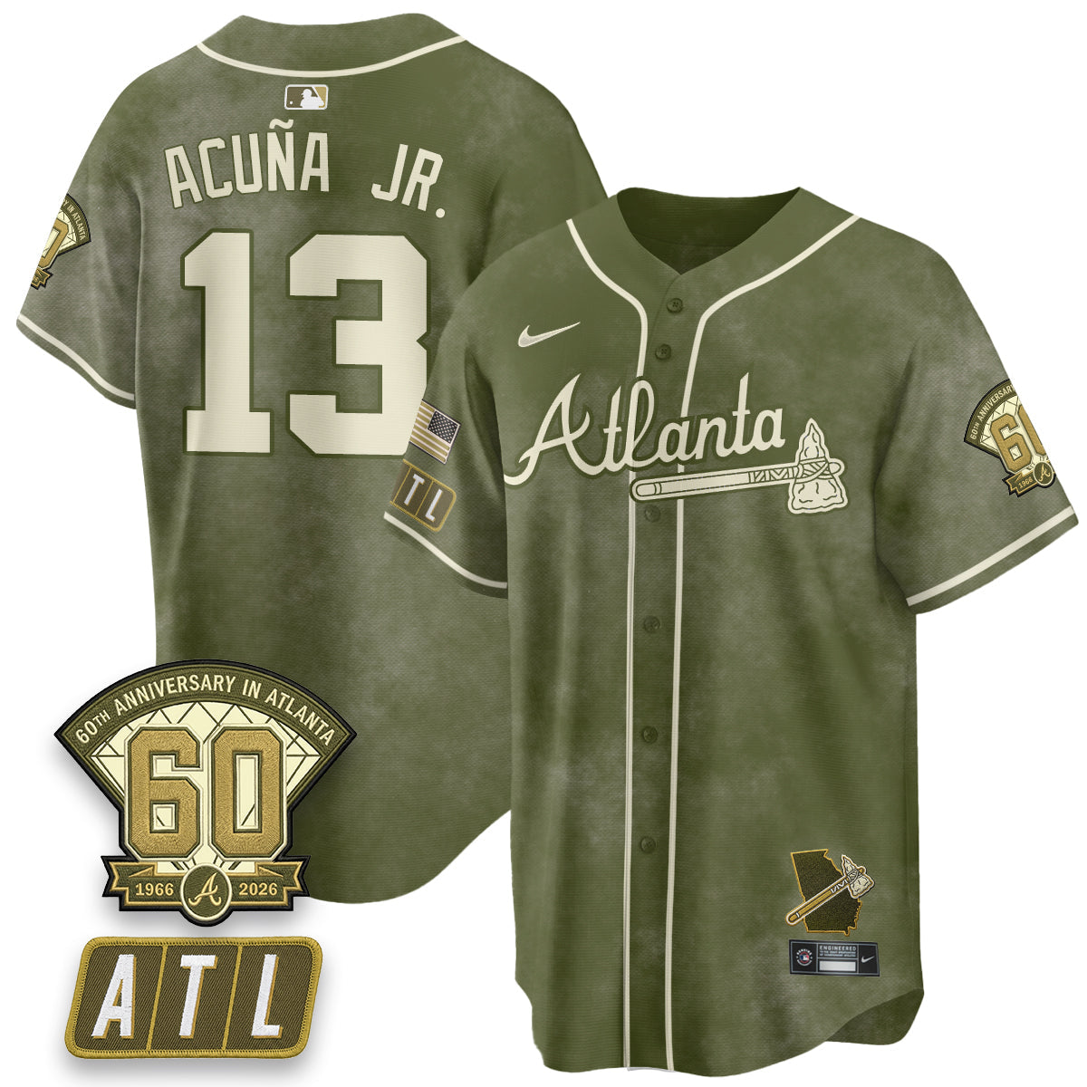 ATL New Era Olive 2026 Armed Forces Day Vapor Limited Jersey - Stitched