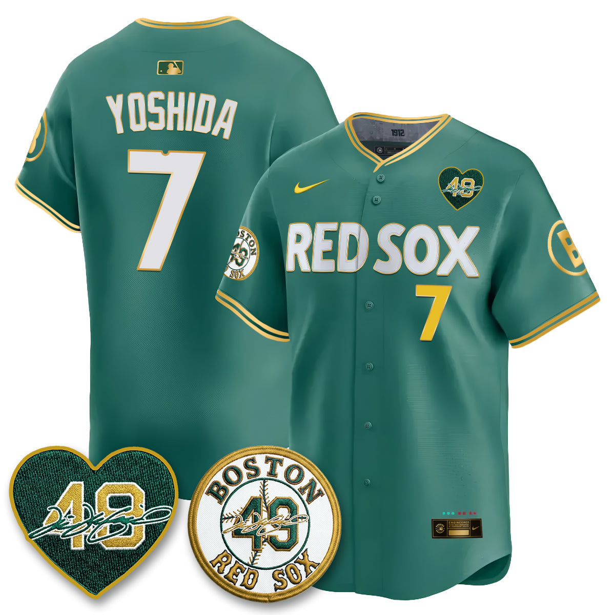 BOS Tim Wakefield Memorial Patch Vaper Premier Limited Gold Edition Jersey - All Stitched