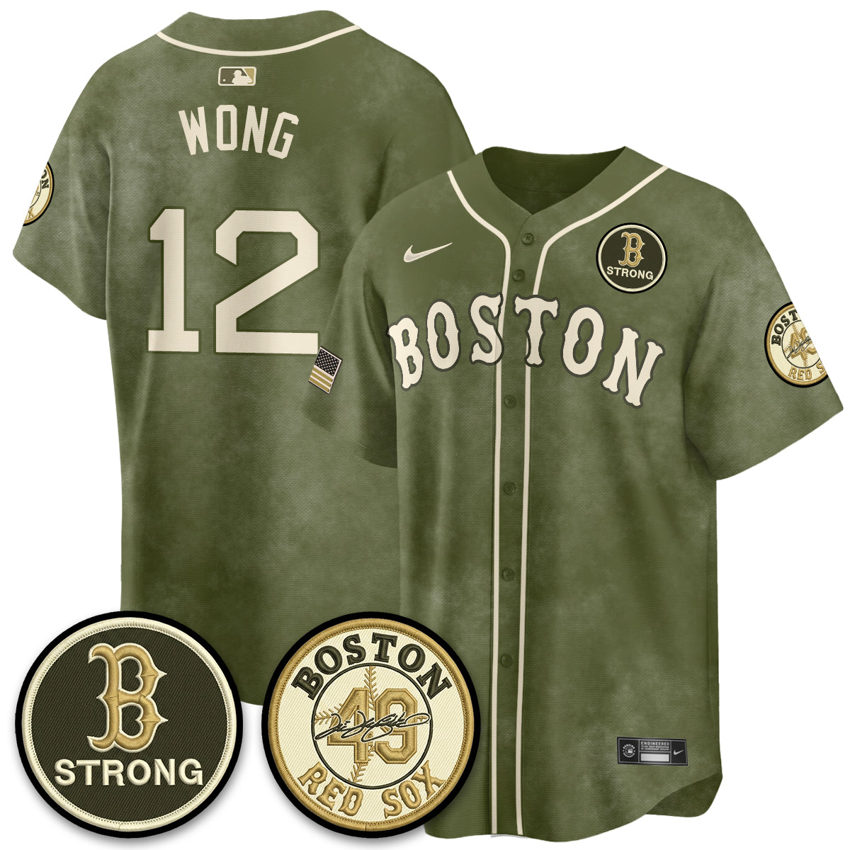 BOS New Era Olive 2026 Armed Forces Day Jersey - Stitched