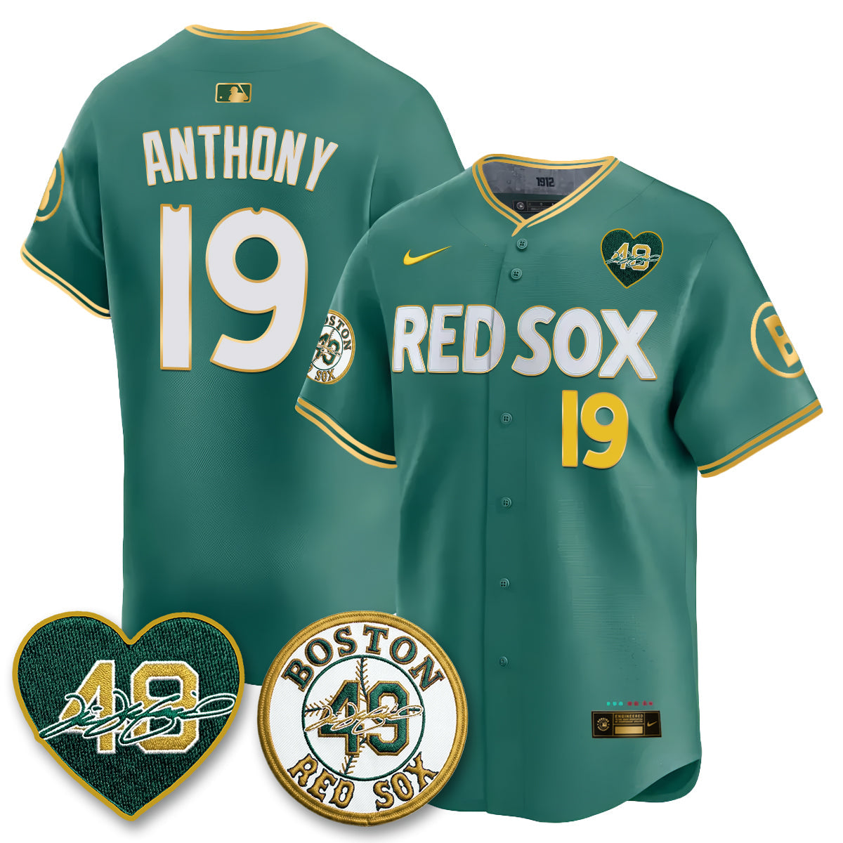 BOS Tim Wakefield Memorial Patch Vaper Premier Limited Gold Edition Jersey - All Stitched