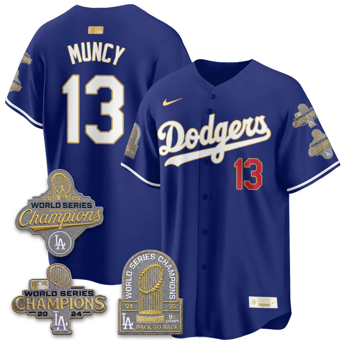 LAD Gold Collection Stadium Vapor Limited Jersey - Back to Back 9x Champs - Stitched
