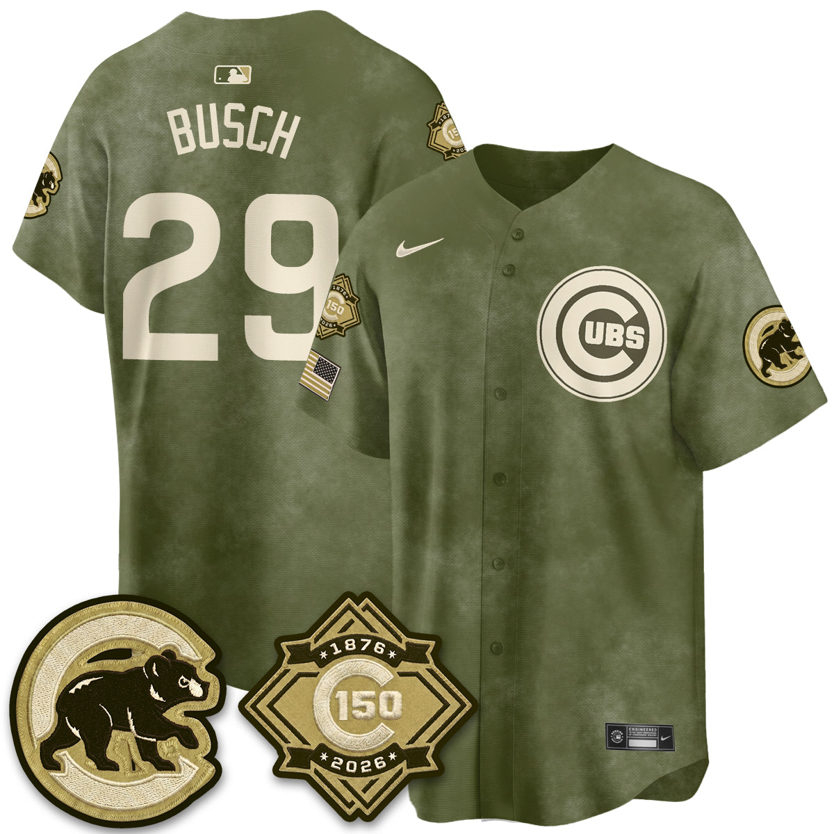 CHC New Era Olive 2026 Armed Forces Day Jersey -Stitched