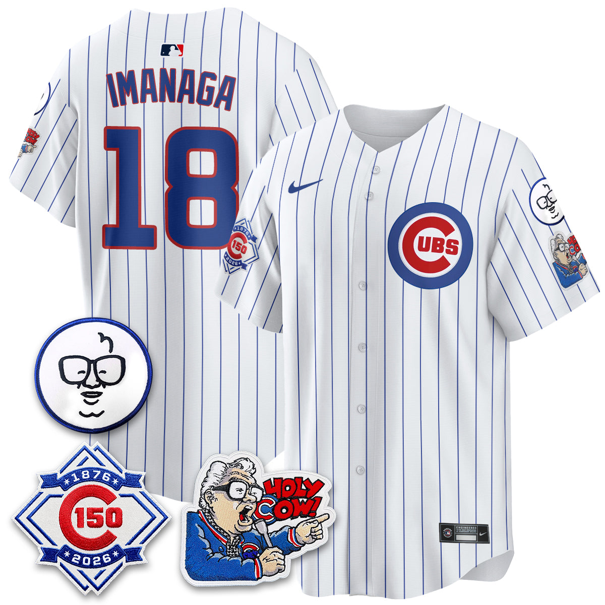 CHC 150th Anniversary Harry Caray Holy Cow Limited Blue Jersey - Stitched V2
