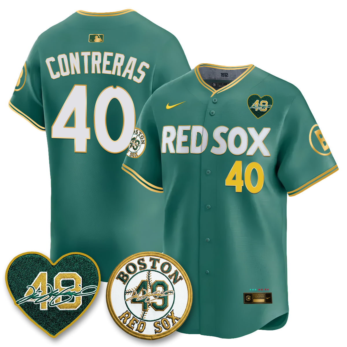 BOS Tim Wakefield Memorial Patch Vaper Premier Limited Gold Edition Jersey - Stitched