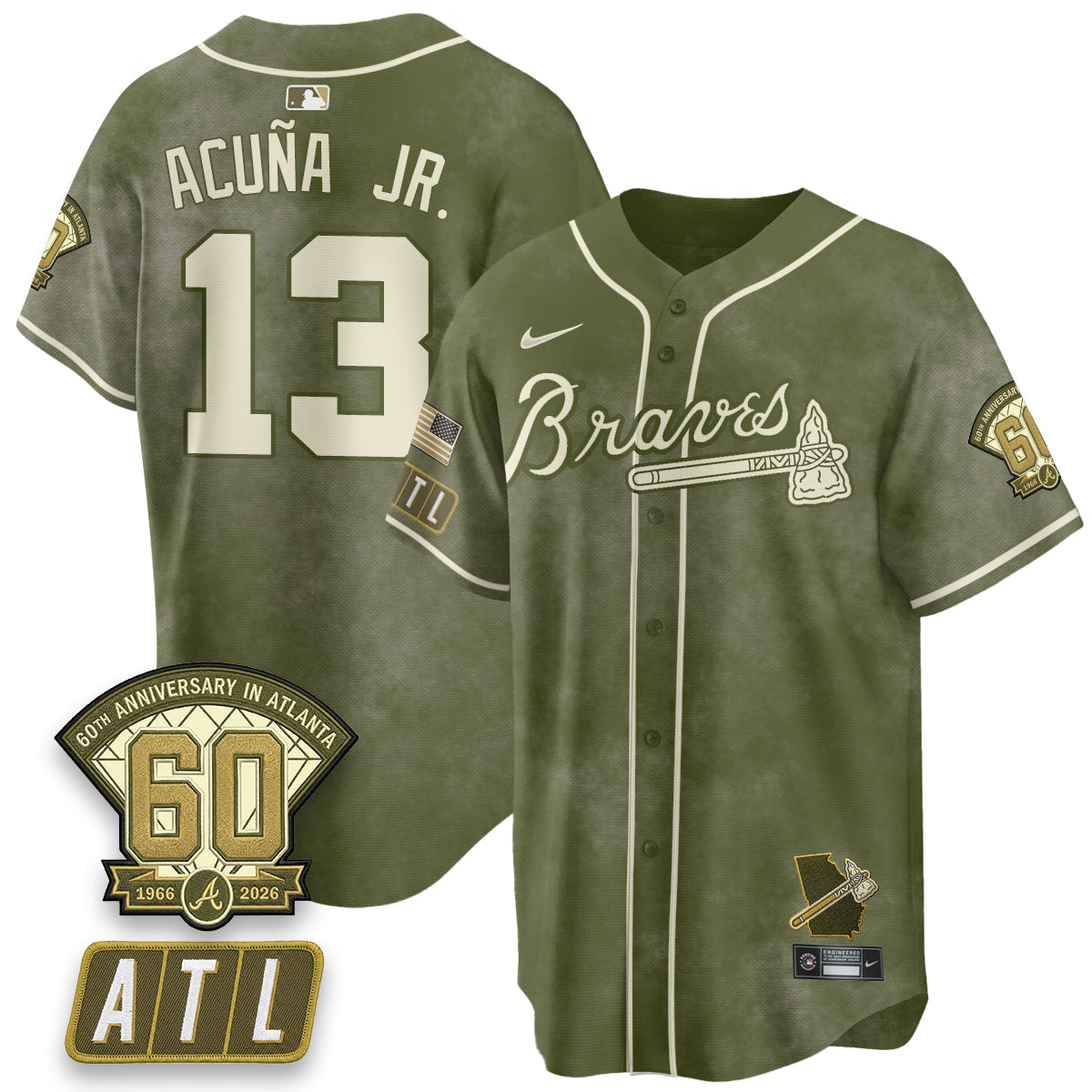 ATL New Era Olive 2026 Armed Forces Day Vapor Limited Jersey - Stitched