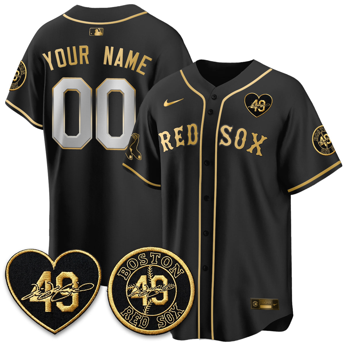 BOS Tim Wakefield Memorial Patch Vaper Premier Limited Custom Jersey - All Stitched