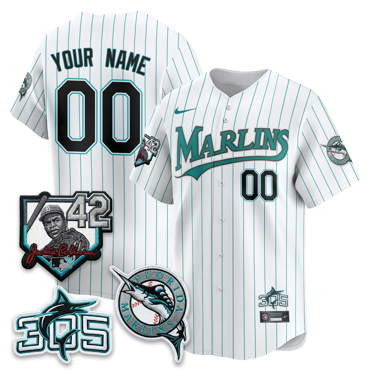 MIA 2026 Throwback Jackie Robinson New Era Vapor Limited Custom Jersey - All Stitched