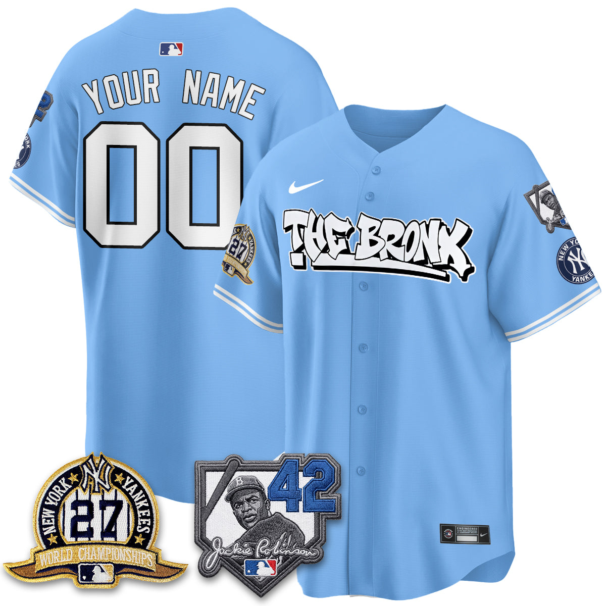 NYY The Bronx 2026 Jackie Robinson Day Vapor Limited Custom Jersey - All Stitched
