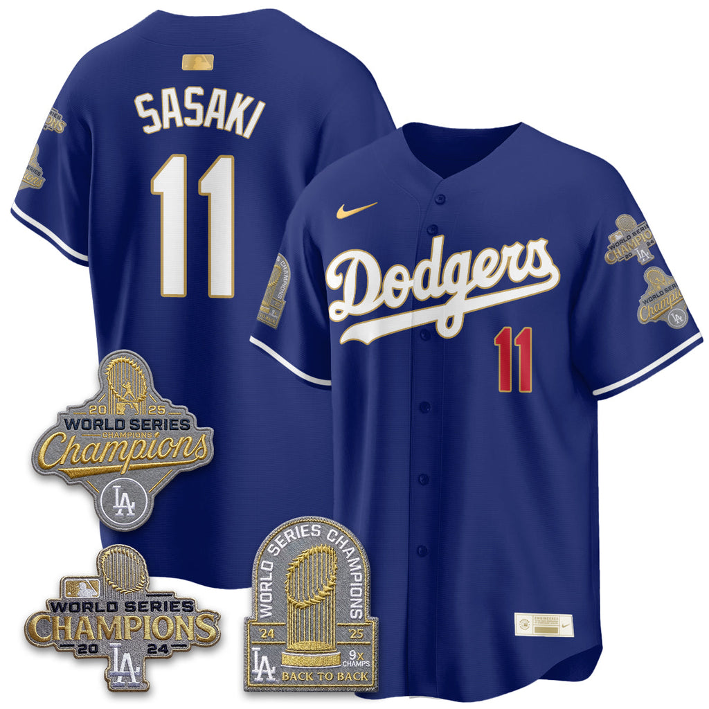 LAD Gold Collection Stadium Vapor Limited Jersey - Back to Back 9x Champs - Stitched