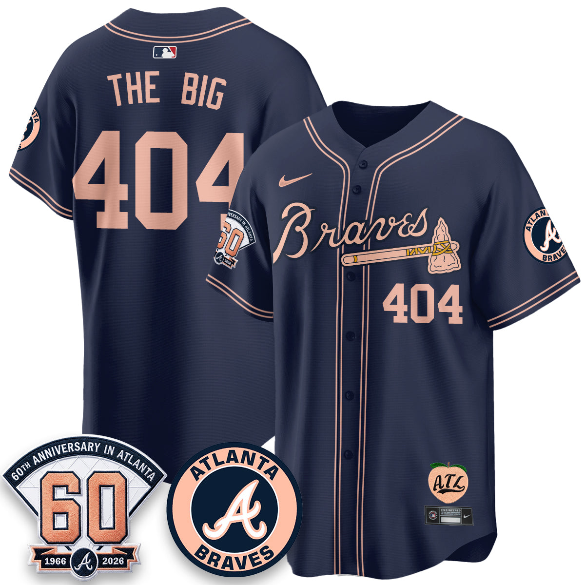 ATL 60th Anniversary Peach Edition Vapor Premier Limited Jersey - Stitched