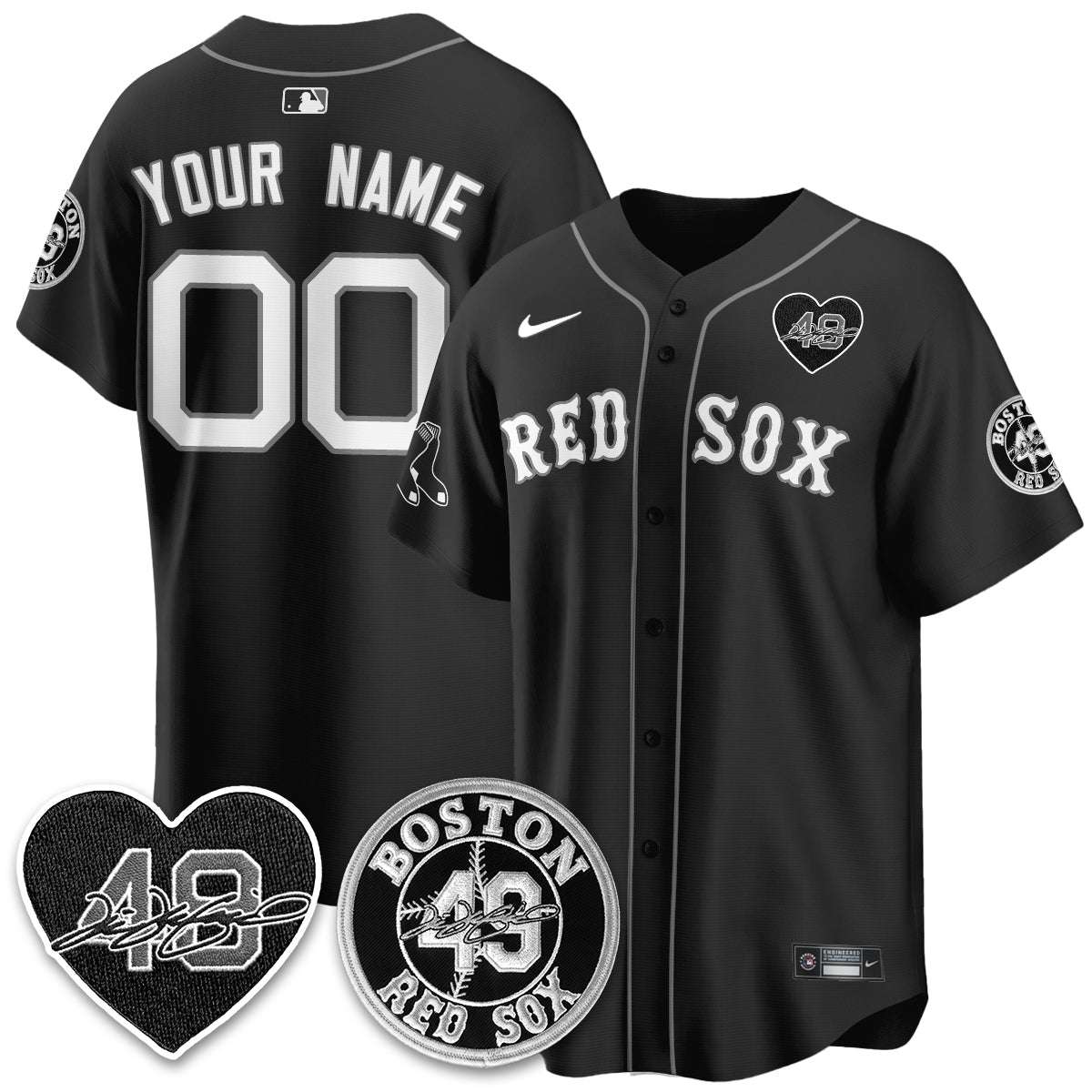 BOS Tim Wakefield Memorial Patch Vaper Premier Limited Custom Jersey - Stitched