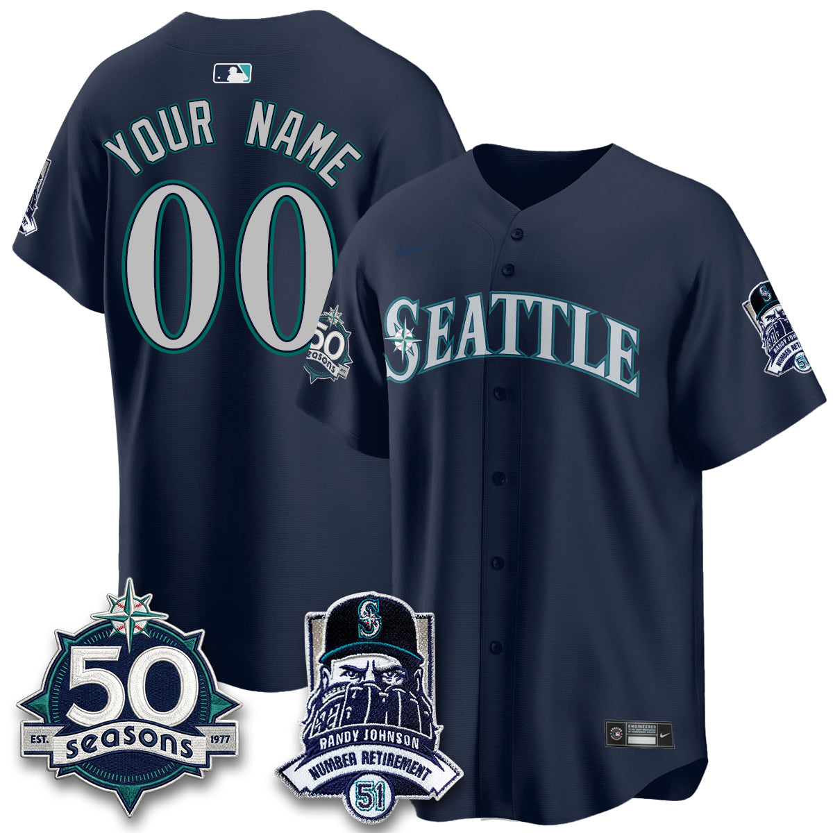 SEA Randy Johnson Vapor Limited Custom Jersey V2- All Stitched