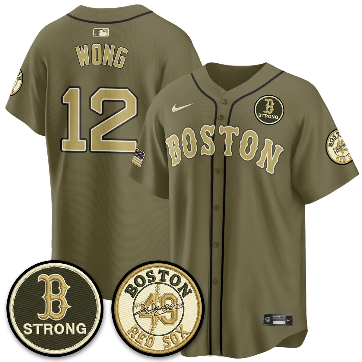 BOS New Era Olive 2026 Armed Forces Day Jersey - Stitched