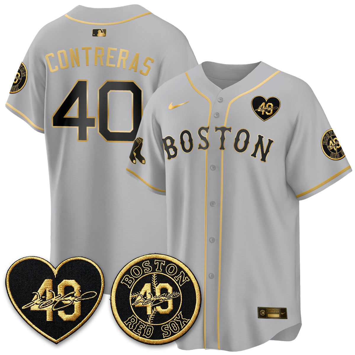 BOS Tim Wakefield Memorial Patch Vaper Premier Limited Gold Edition Jersey - All Stitched
