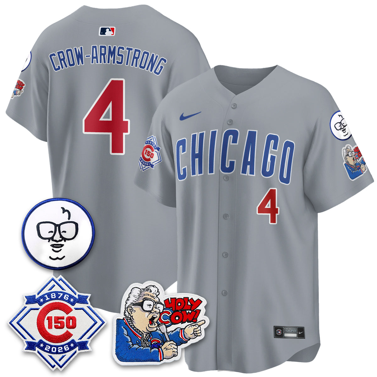 CHC 150th Anniversary Harry Caray Holy Cow Limited Blue Jersey - Stitched V2