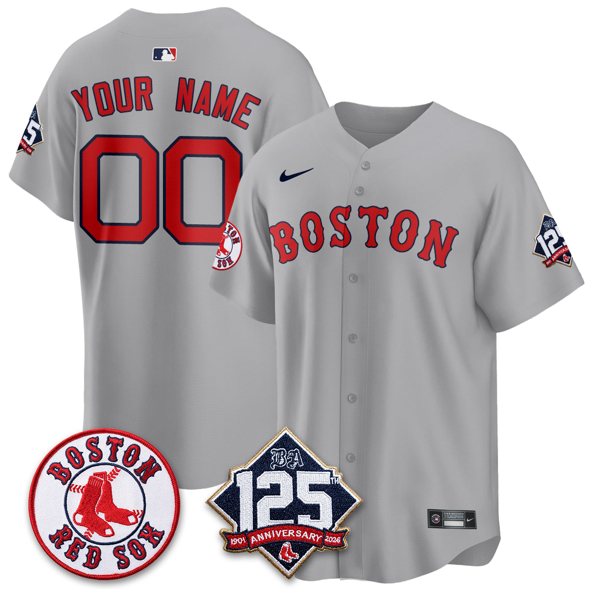 BOS 125th Anniversary Patch Vapor Custom Jersey - Stitched