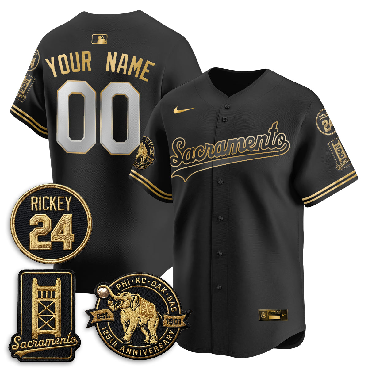OAK 2026 Alternate Sacramento 125 Years Limited Vapor Gold Edition Custom Jersey - All Stitched