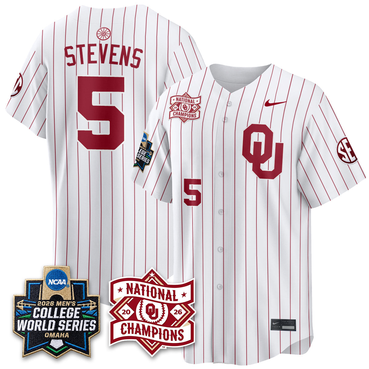OU 2026 NCAA Baseball College World Series Champions Vapor Jersey - Stitched