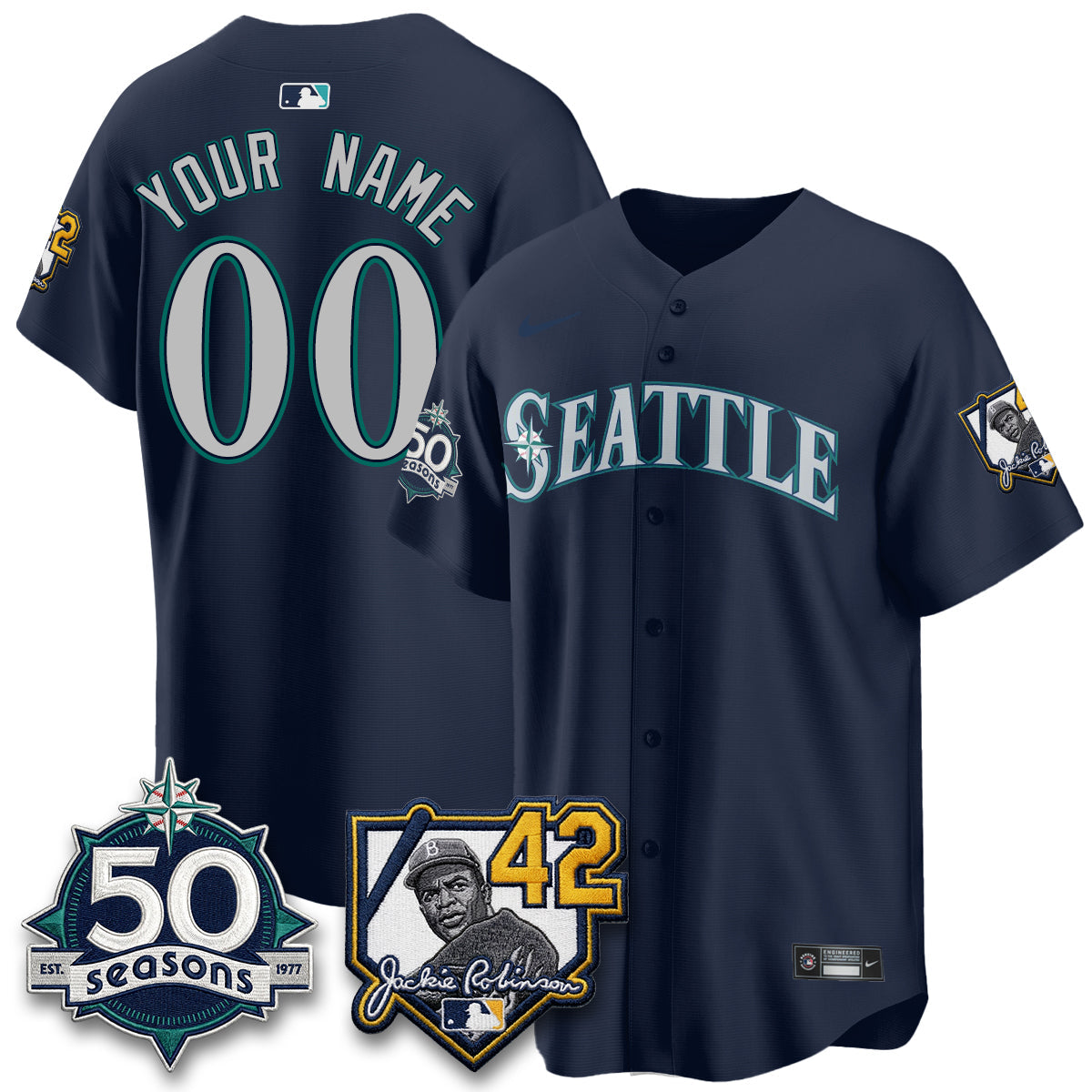 SEA 2026 Jackie Robinson New Era Vapor Custom Limited Jersey - All Stitched