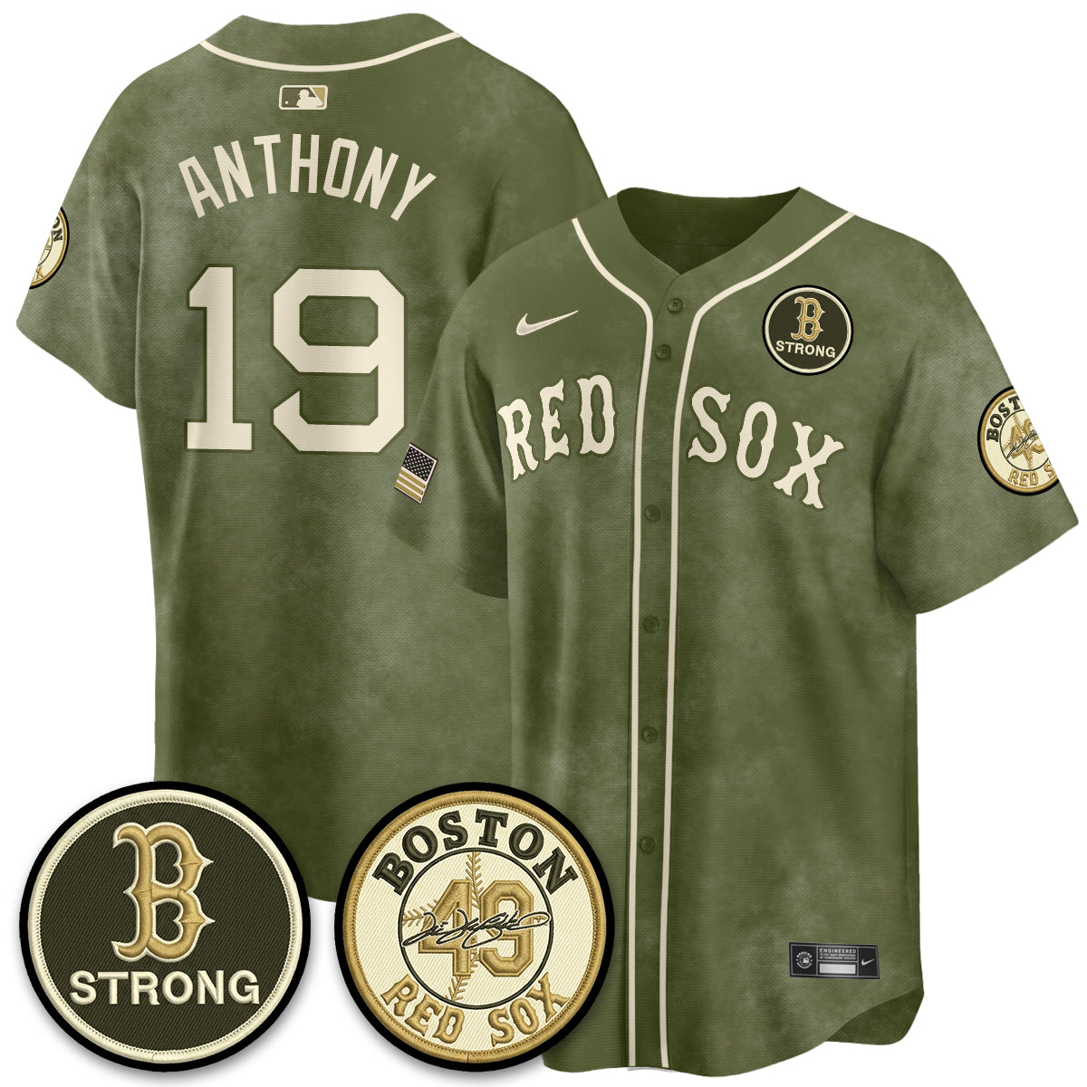 BOS New Era Olive 2026 Armed Forces Day Jersey - Stitched