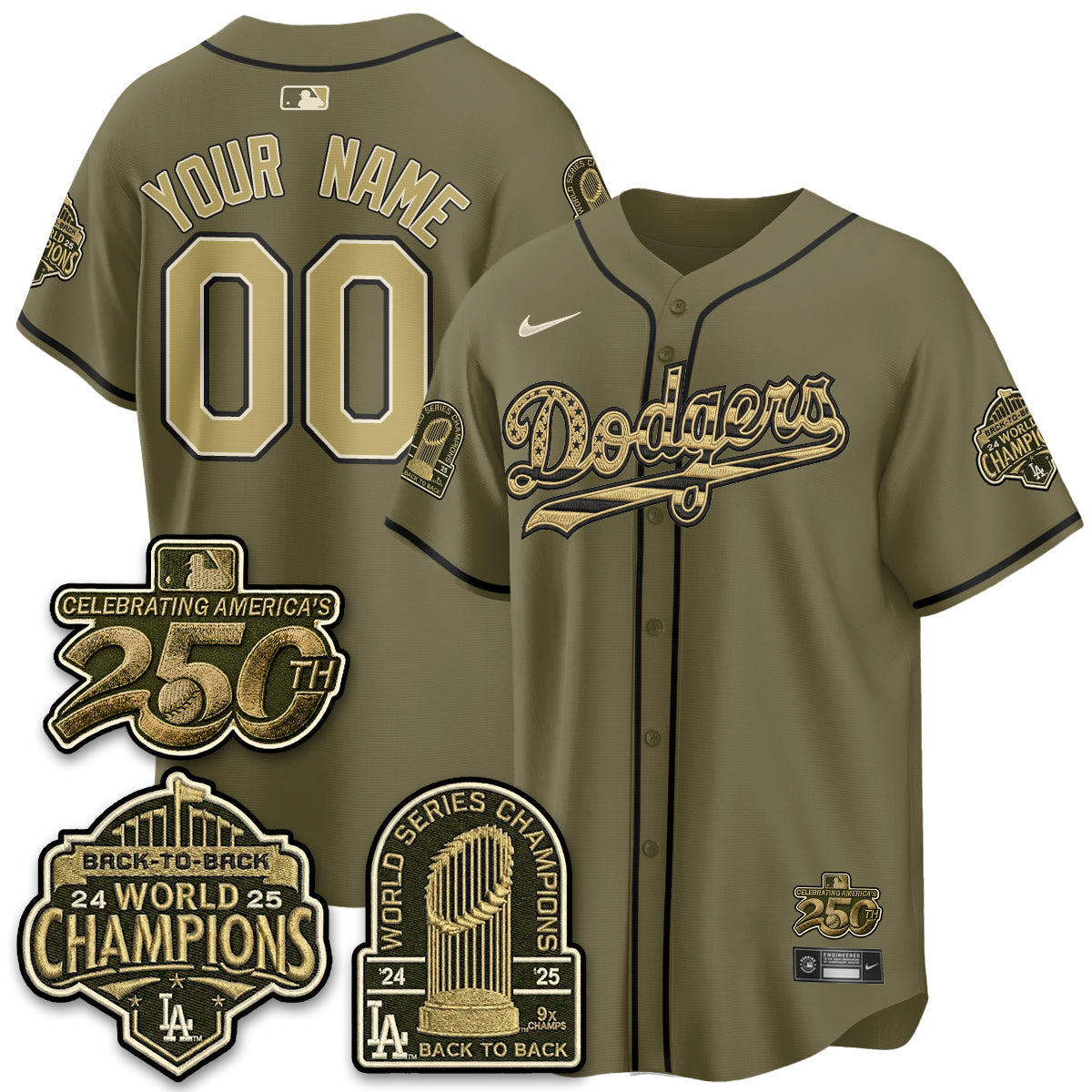 LAD New Era Olive 2026 Armed Forces Day Custom Jersey -All Stitched V2