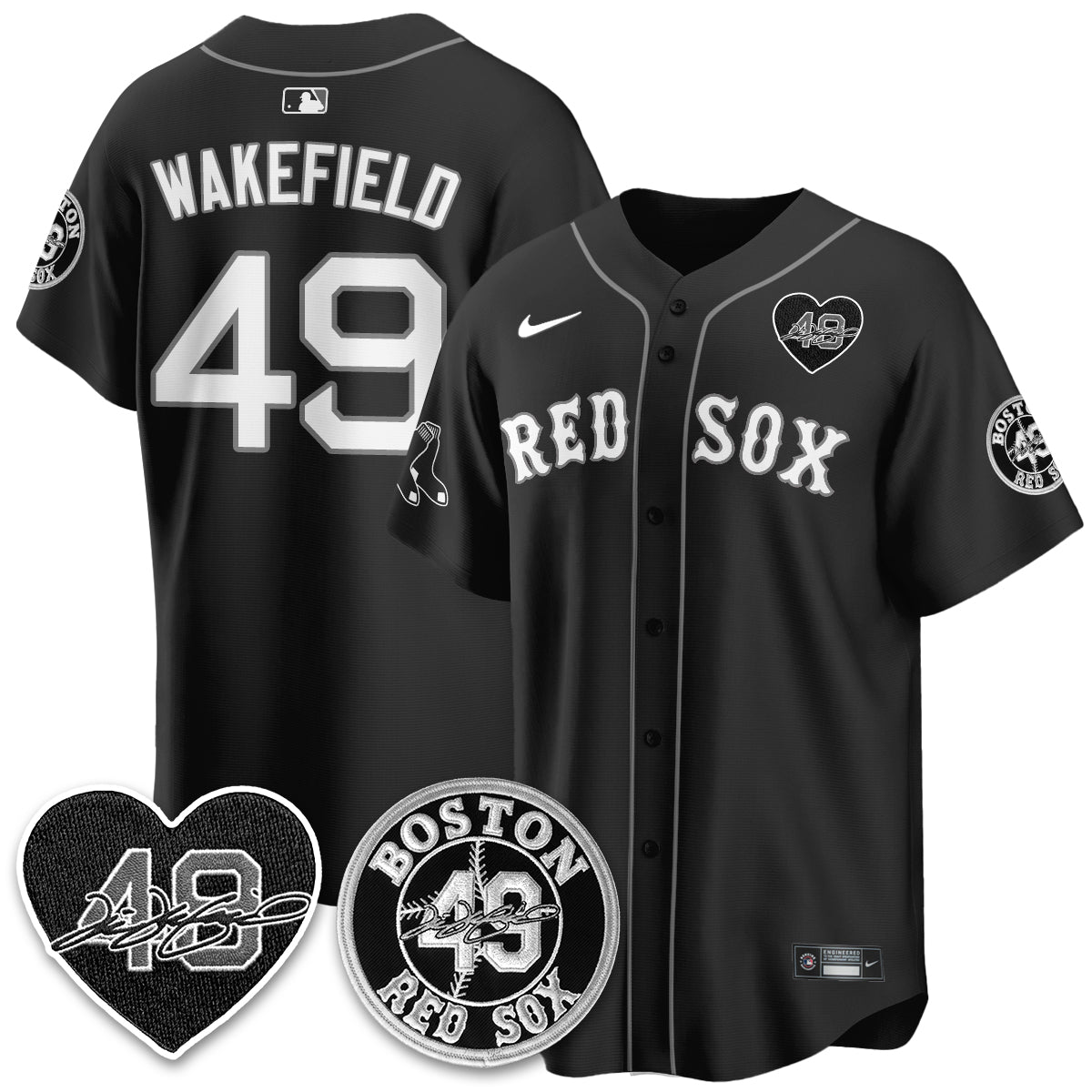 BOS Tim Wakefield Memorial Patch Vaper Premier Limited Jersey - All Stitched