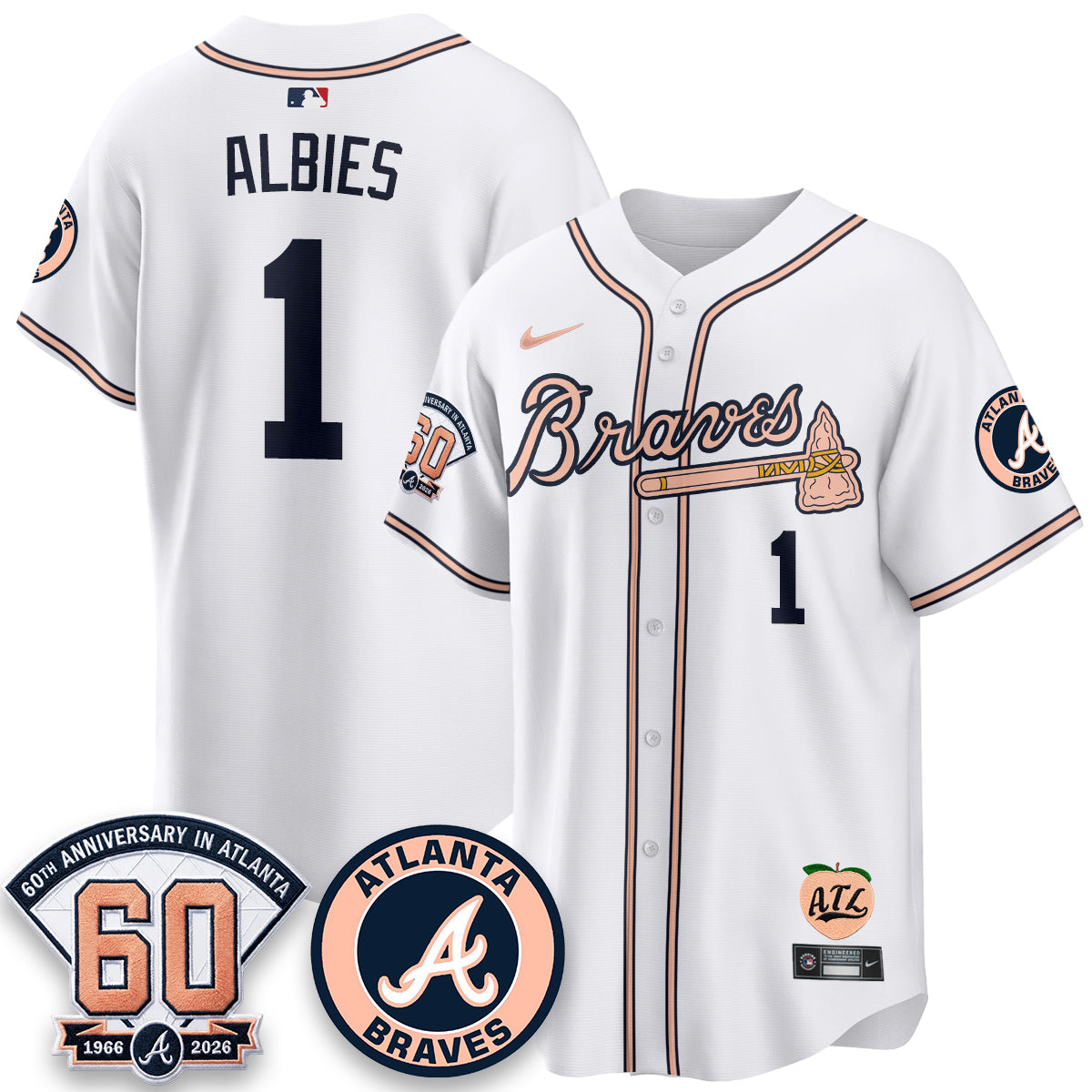 ATL 60th Anniversary Peach Edition Vapor Premier Limited Jersey - Stitched
