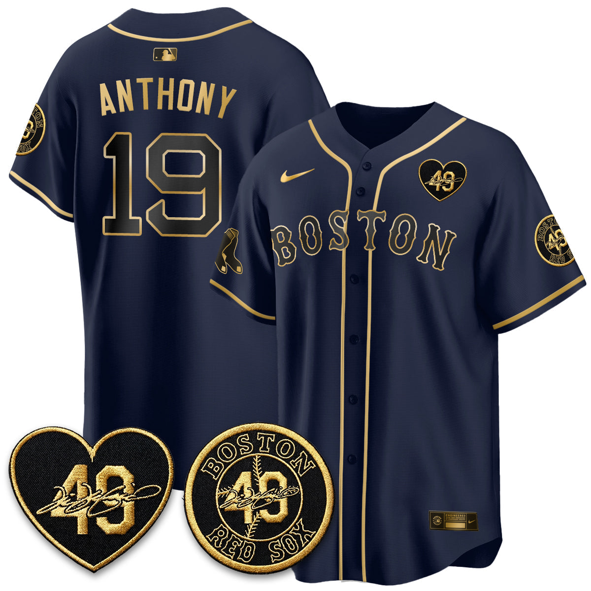 BOS Tim Wakefield Memorial Patch Vaper Premier Limited Gold Edition Jersey - Stitched