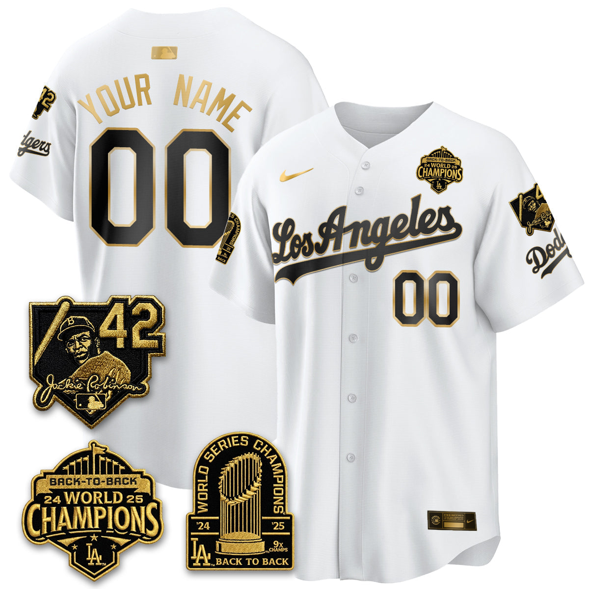 LAD 2026 New Era Gold Collection Vapor Custom Limited Jersey - B2B Champs - All Stitched