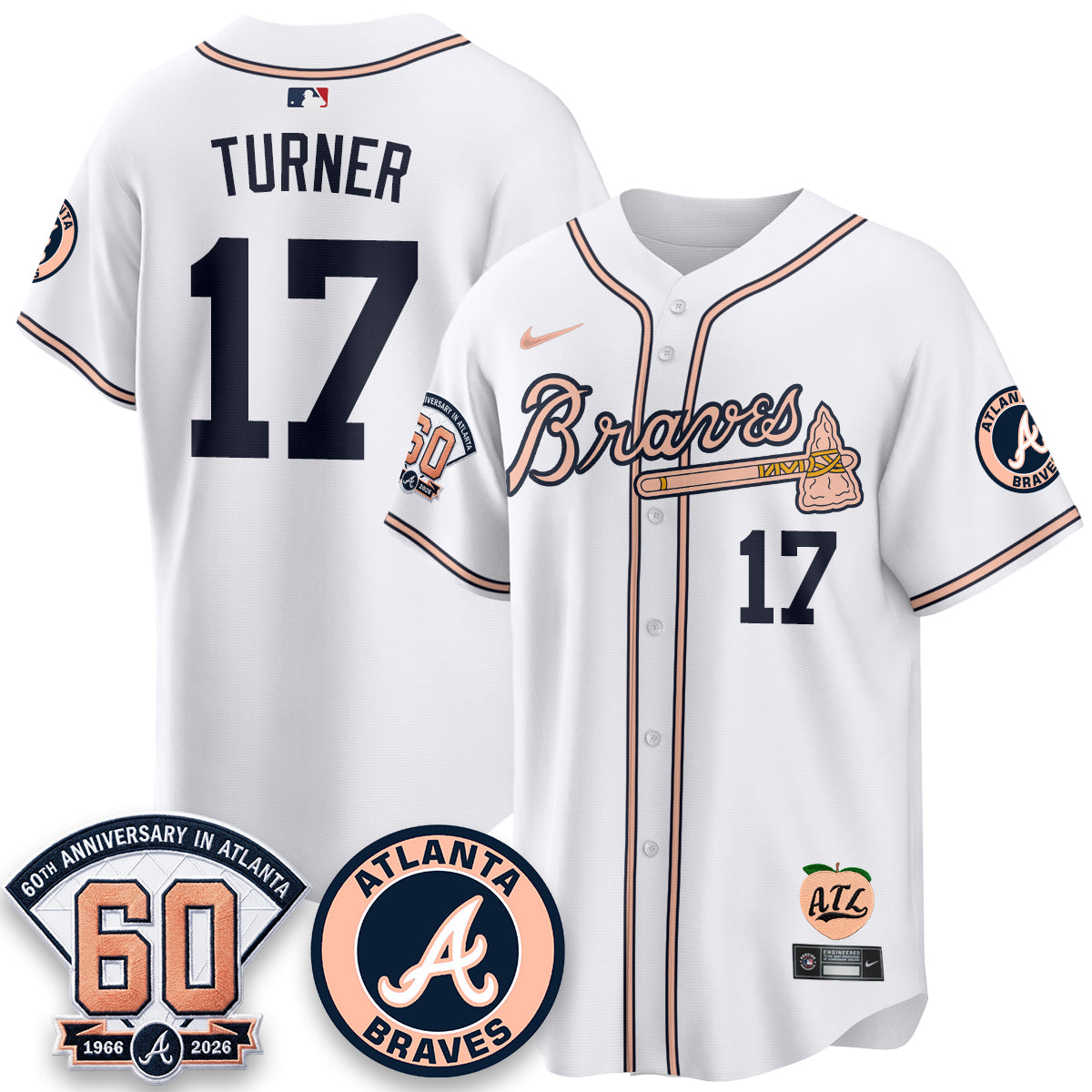 ATL 60th Anniversary Peach Edition Vapor Premier Limited Jersey - Stitched (28)