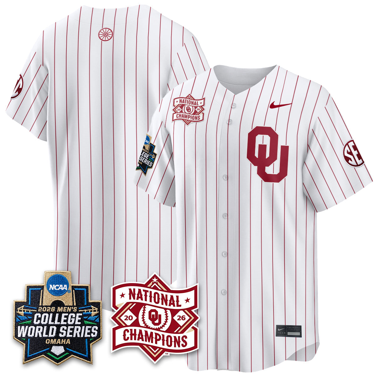 OU 2026 NCAA Baseball College World Series Champions Vapor Jersey - Stitched