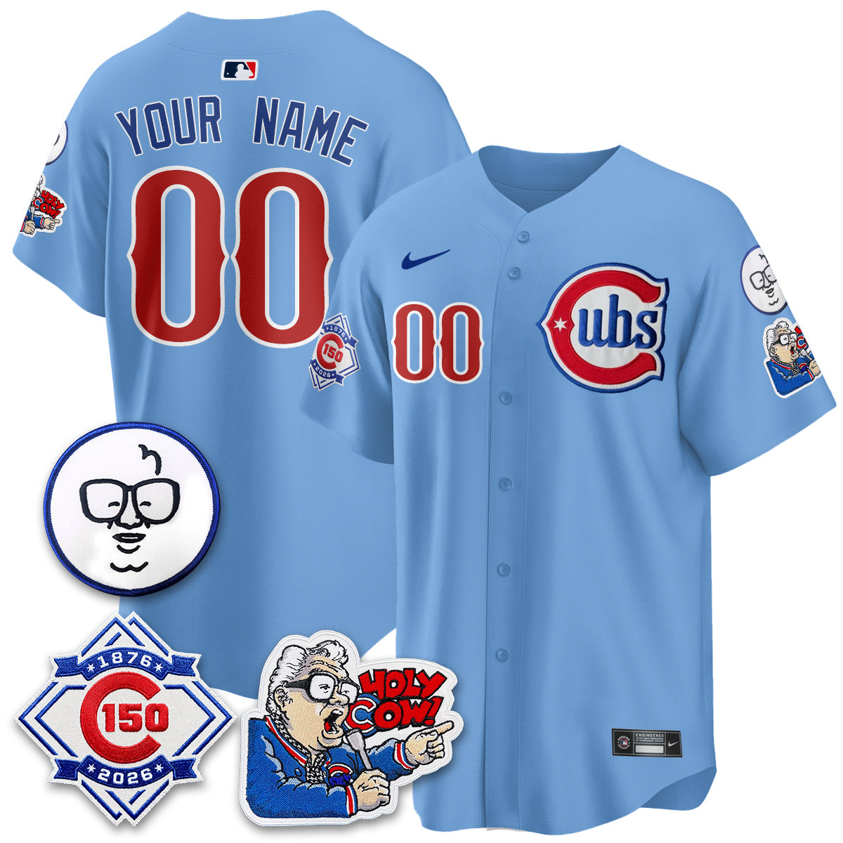 CHC 150th Anniversary Harry Caray Holy Cow Vapor Premier Limited Custom Jersey - All Stitched V2