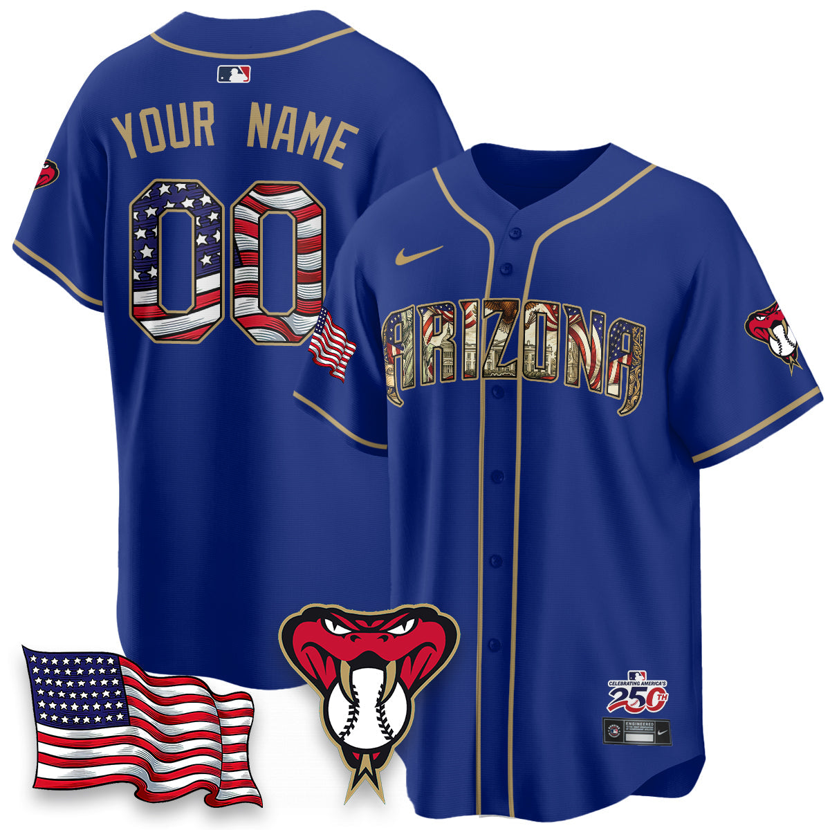 ARI 2026 Independence Day USA Vapor Limited Custom Jersey - Stitched