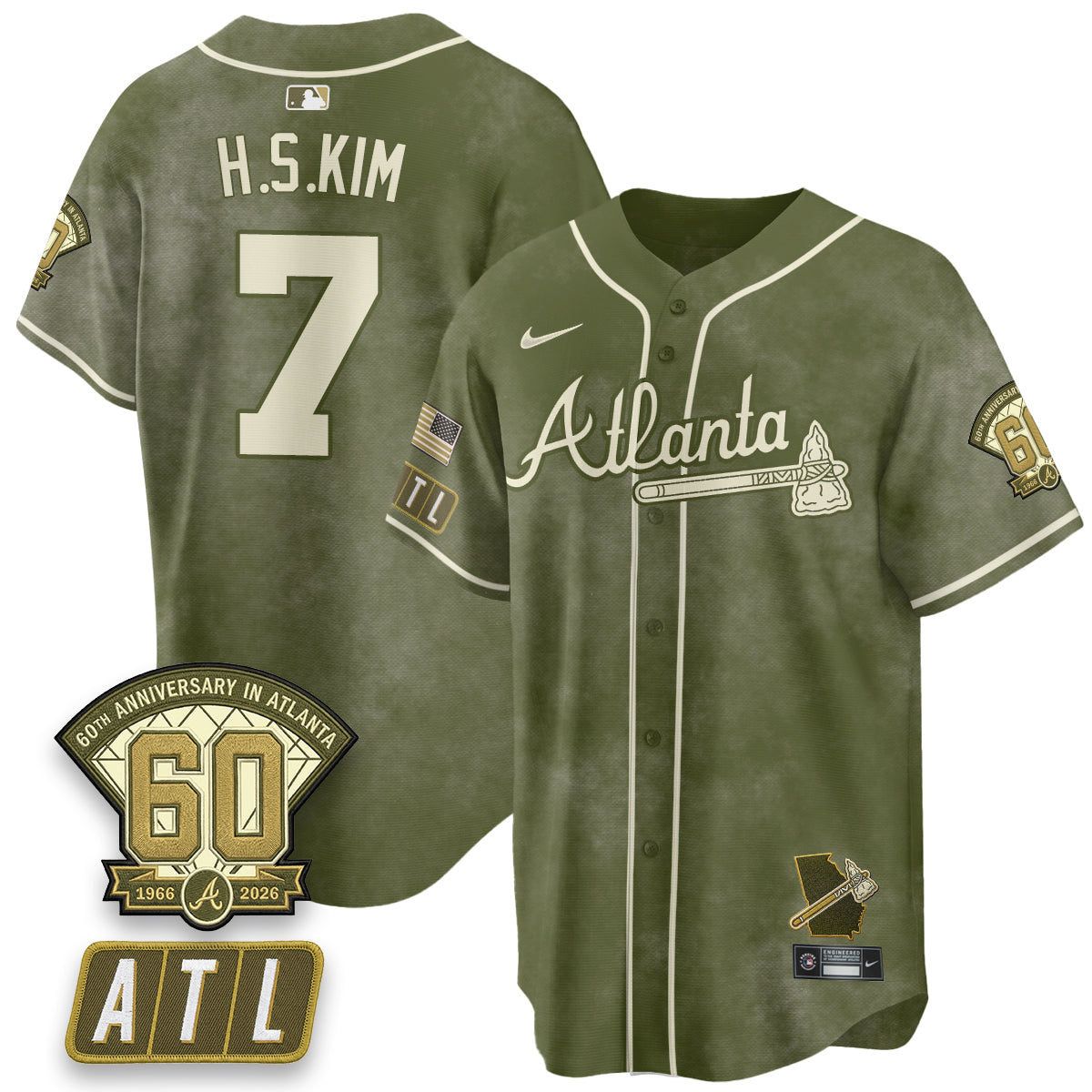 ATL New Era Olive 2026 Armed Forces Day Vapor Limited Jersey - Stitched