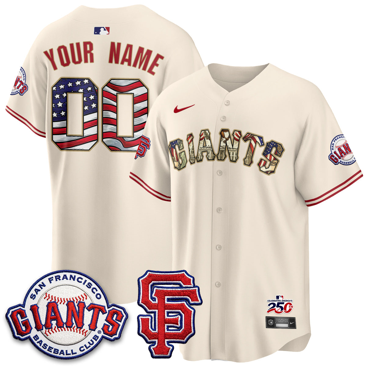 San Francisco Giants2026 Independence Day USA Custom Jersey - All Stitched