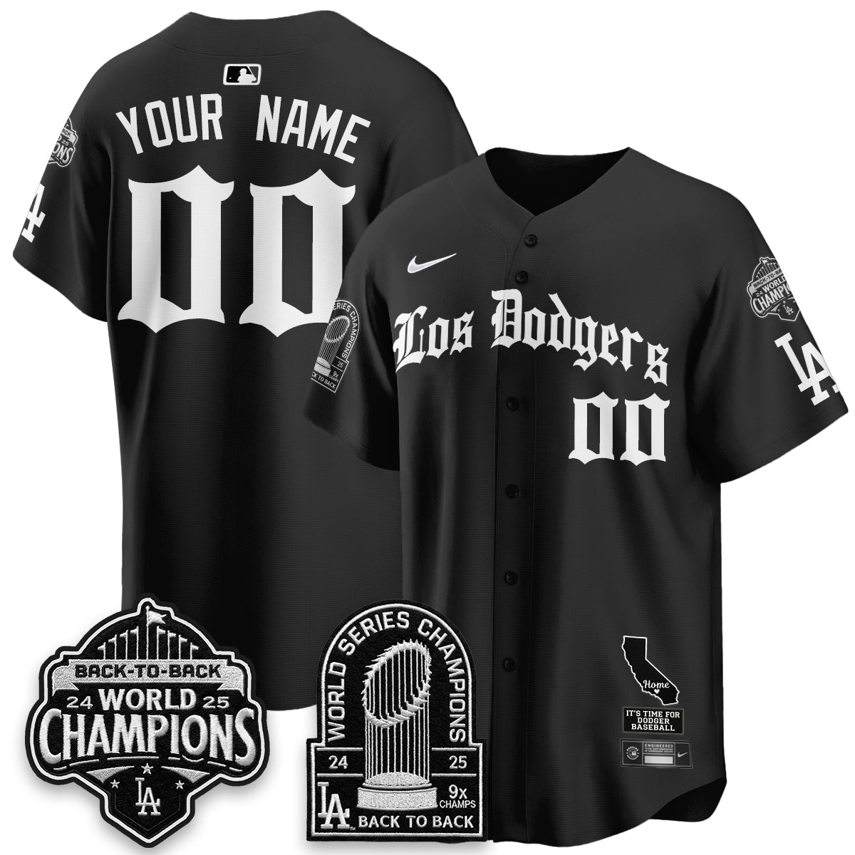 LAD World Series Champions Vapor Premier Limited Gothic Edition Custom Jersey - All Stitched