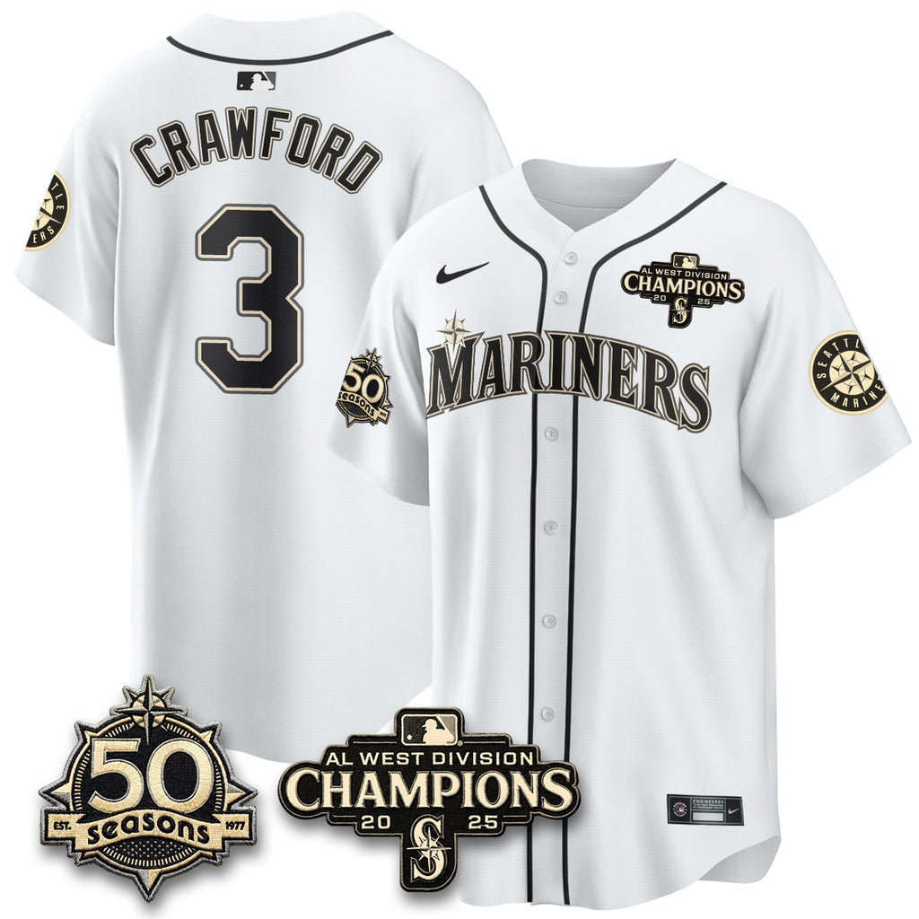 SEA Limited Throwback Cream Jersey - 50th Anniversary & AL West Division Champions - Stitched