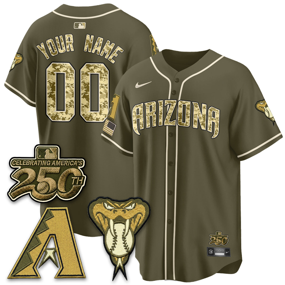 ARI Salute to Service 2026 Vapor Premier Limited Custom Jersey - All Stitched
