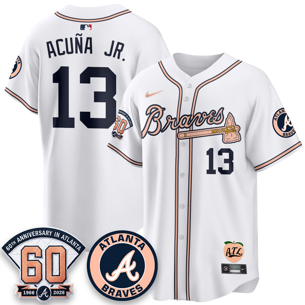 ATL 60th Anniversary Peach Edition Vapor Premier Limited Jersey - All Stitched